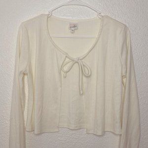 White Long sleeve open Top sweater